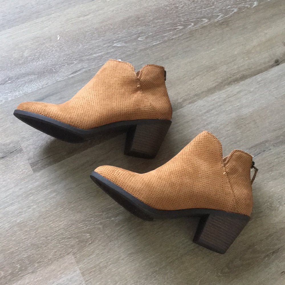 Camel Suede Ankle Booties